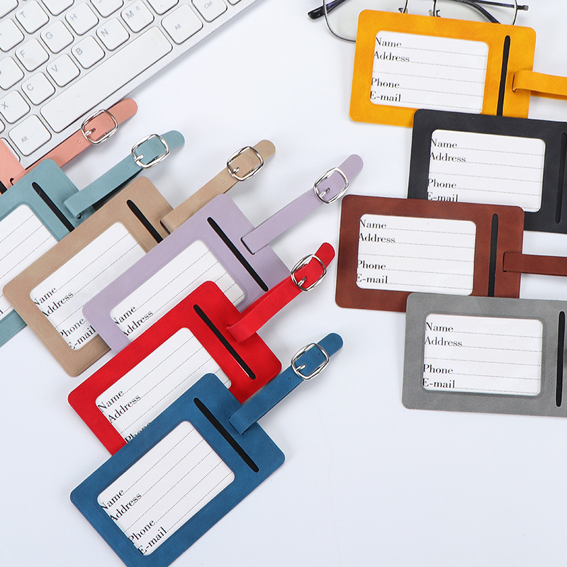 Luggage Tag Leather - 단색 PU 가죽 러기지 태그, 수하물