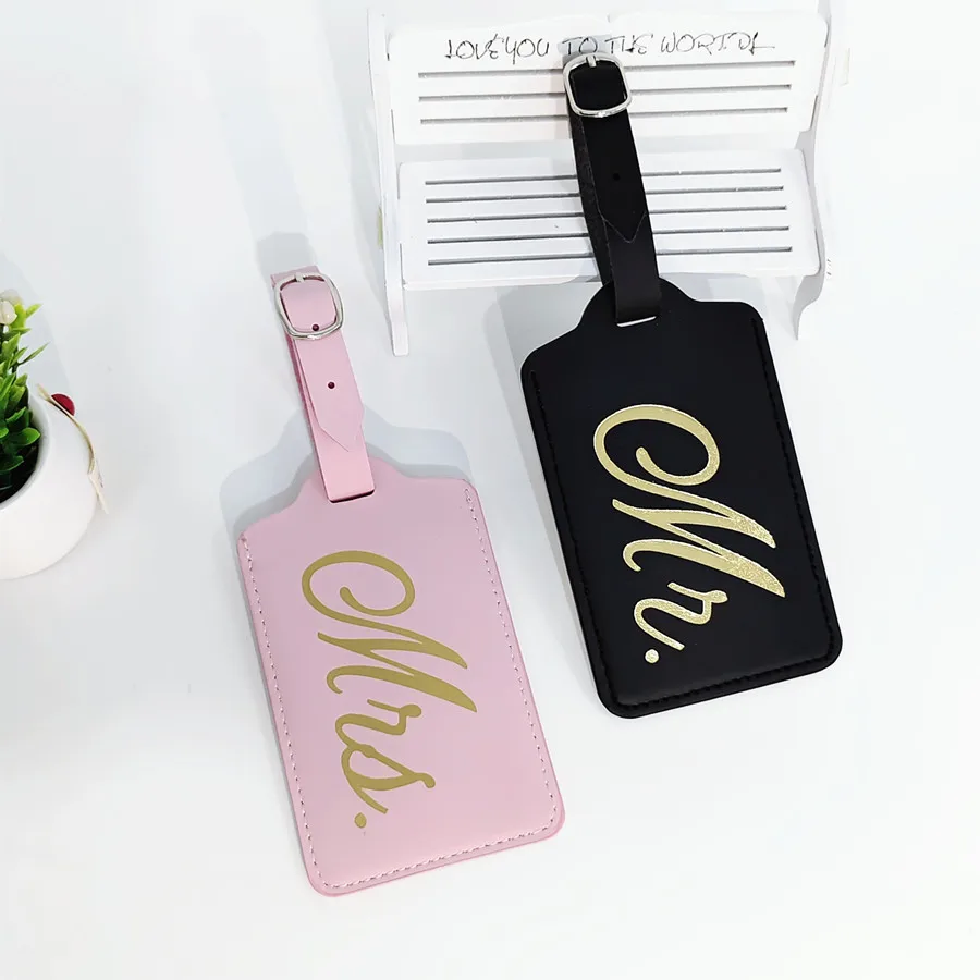 Luggage Tag Leather - Mr Mrs 커플용 수하물 걸이 태그,