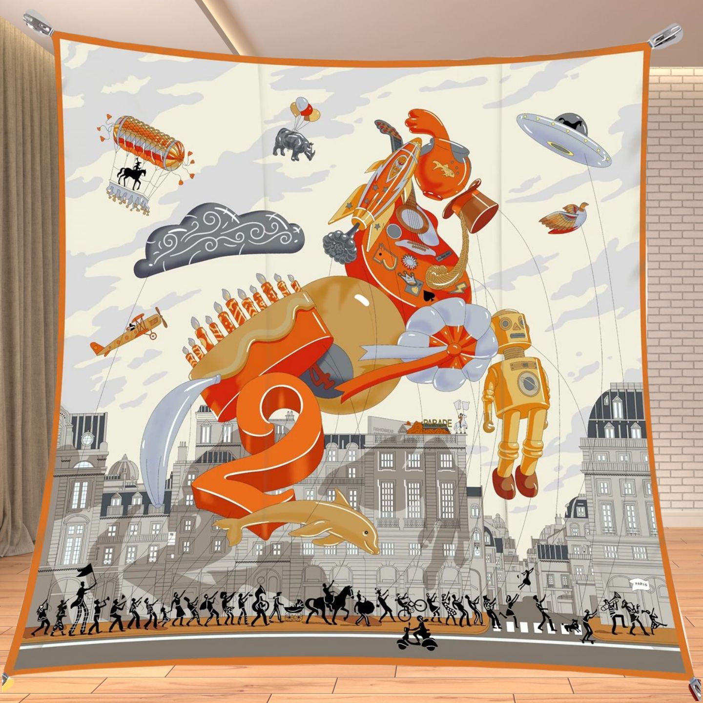Travel Accessories Unisex - 90cm 트윌 실크 느낌의 사각 스카프,