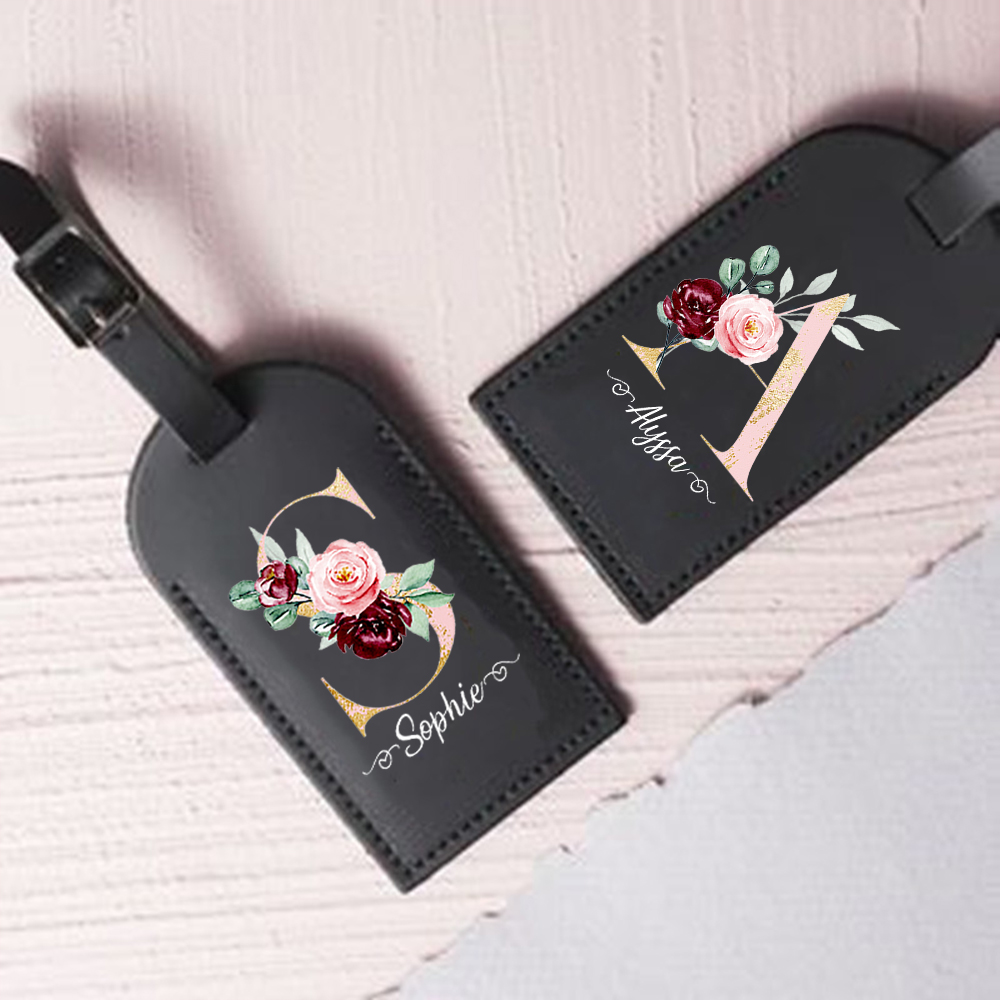 Luggage Tag Leather - 이름이 있는 맞춤형 레터 가죽 수하물