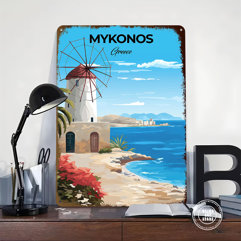 미코노스 그리스 여행 포스터 맞춤형 빈티지 금속 간판  - Travel Accessories Greece 리뷰 및 가격