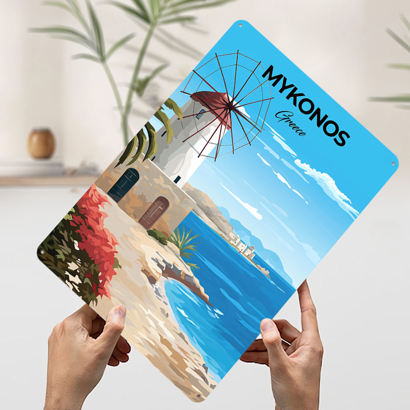 미코노스 그리스 여행 포스터 맞춤형 빈티지 금속 간판  - Travel Accessories Greece 리뷰 및 가격