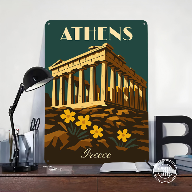 아테네 그리스 레트로 여행 금속 포스터 팬들을 위한 완 - Travel Accessories Greece 리뷰 및 가격