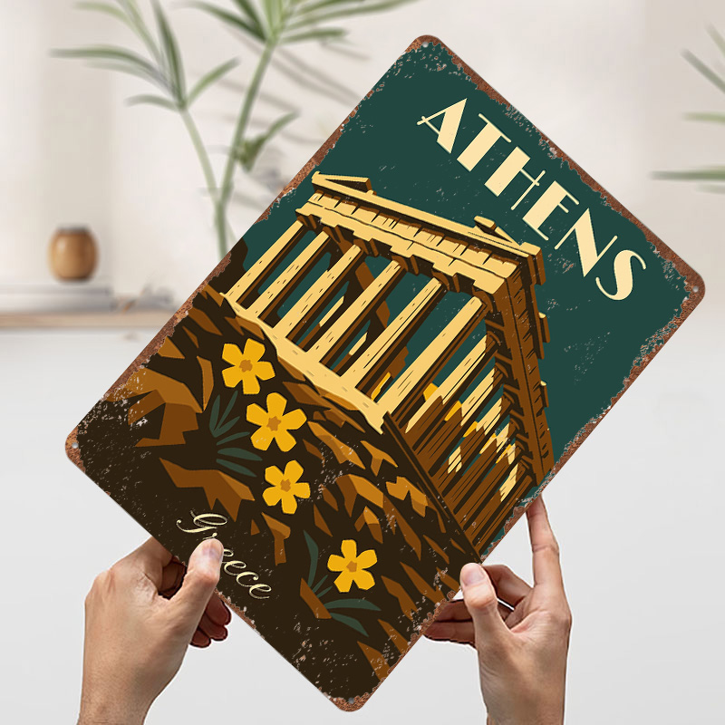 아테네 그리스 레트로 여행 금속 포스터 팬들을 위한 완 - Travel Accessories Greece 리뷰 및 가격