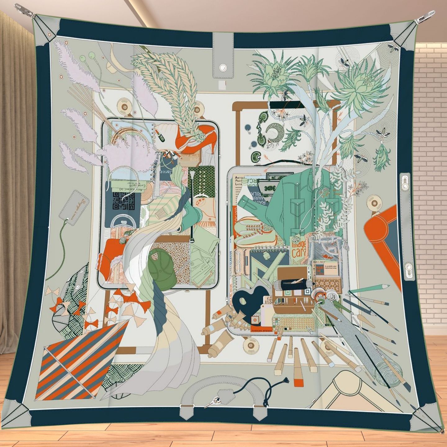 90cm 트윌 실크 느낌의 사각 스카프, 말 여행 판타 - Travel Accessories Unisex 리뷰 및 가격
