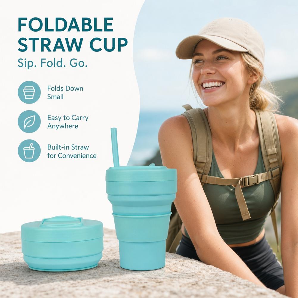 밀짚 뚜껑이 있는 접이식 실리콘 커피 컵 12oz 접이 - Water Bottle Collapsible 리뷰 및 가격