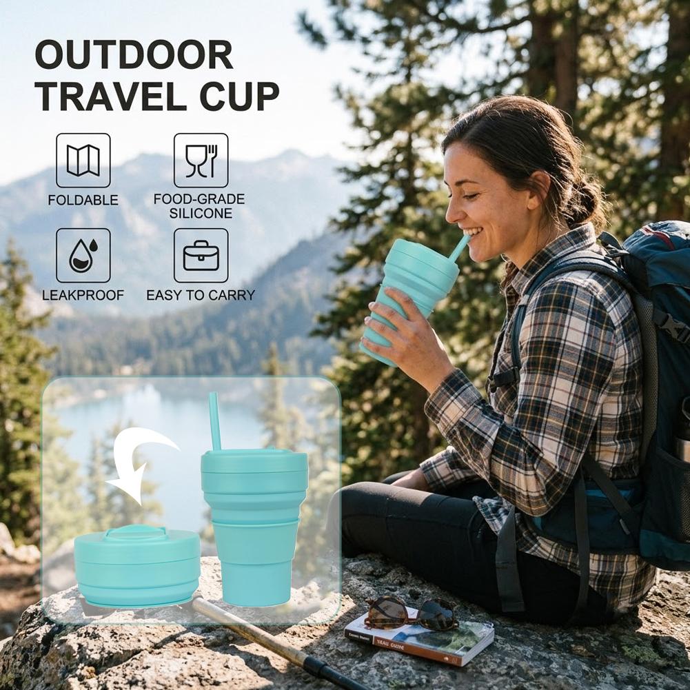 밀짚 뚜껑이 있는 접이식 실리콘 커피 컵 12oz 접이 - Water Bottle Collapsible 리뷰 및 가격