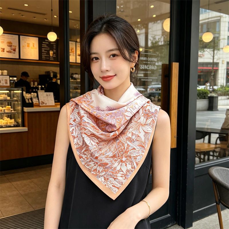 부드러운 실크 스카프 여성 스퀘어 반다나 90 숄 가방 - Travel Accessories Gifts For Women 리뷰 및 가격