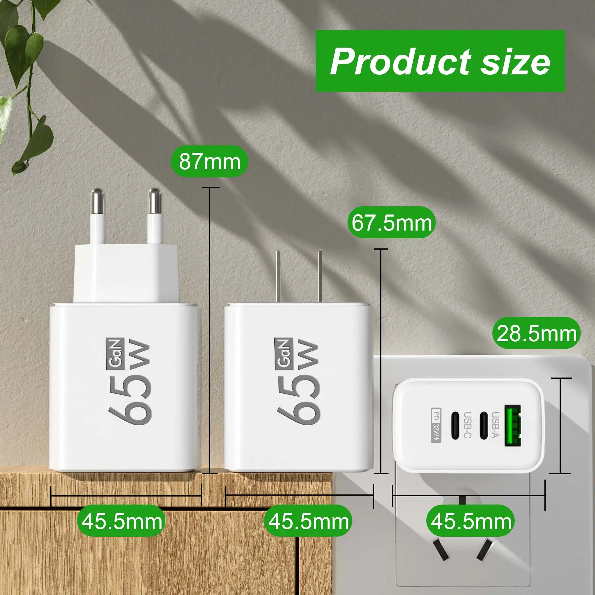 접이식 65W GaN 3포트 USB-C 벽면 충전기 i - Travel Accessories Inc 리뷰 및 가격